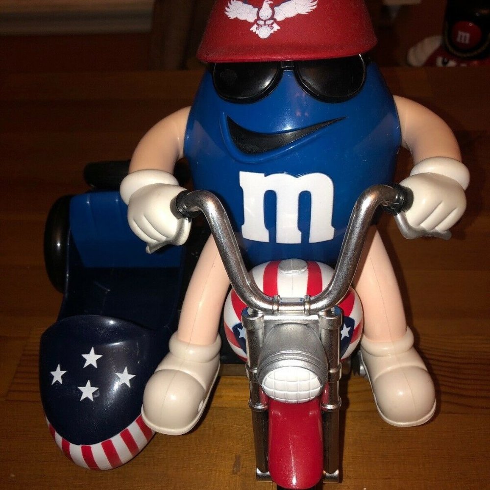 M&M's Dispenser Red White & Blue Motorcycle Candy